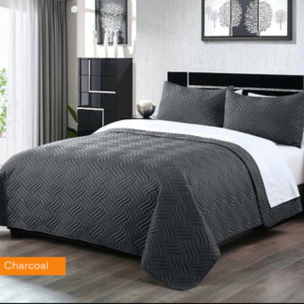 3 Piece Embossed Comforter Set King Charcoal King Comforter Sets