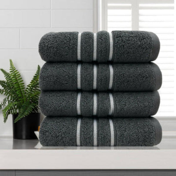 Amor Classic Dobby Stripe Super Soft Premium Cotton Face Washer 4 Pcs 650Gsm Towels & Washcloths