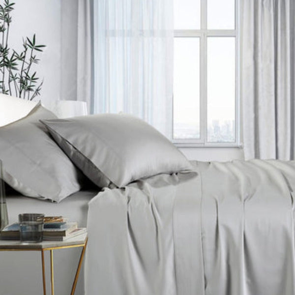 1000Tc Bamboo Cotton Sheet Set Silver Double Sheets