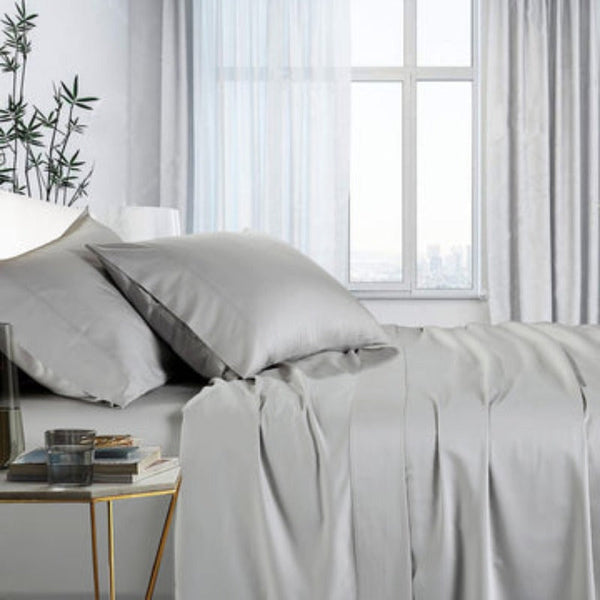 Sheets 1000Tc Bamboo Cotton Sheet Set King Single Silver