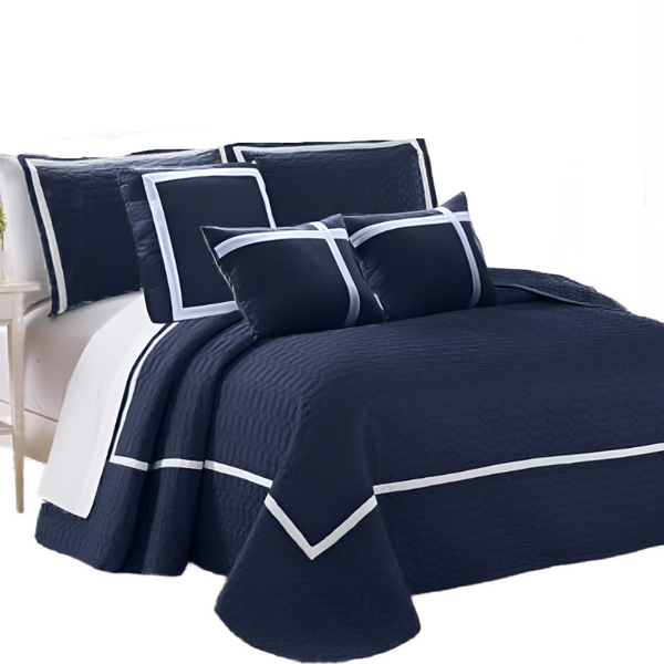 6 Piece Two Tone Embossed Comforter Set King Navy King Comforter Sets