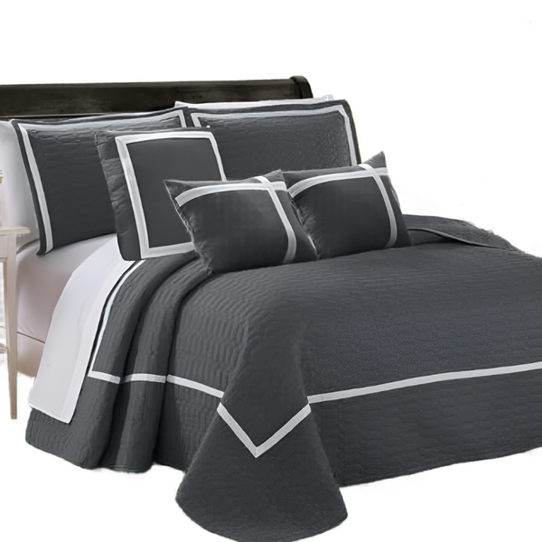 6 Piece Two Tone Embossed Comforter Set Queen Charcoal Comforter Sets Queen