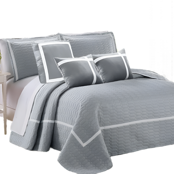 6 Piece Two Tone Embossed Comforter Set Queen Silver Comforter Sets Queen