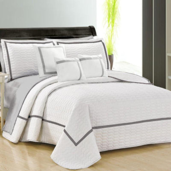 6 Piece Two Tone Embossed Comforter Set Queen White Comforter Sets Queen
