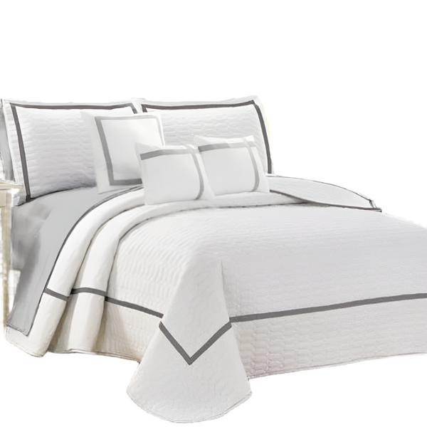 6 Piece Two Tone Embossed Comforter Set Queen White Comforter Sets Queen