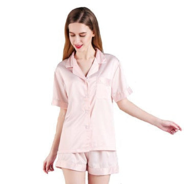 2Pc Satin Short Women Pajamas Set Small Sleepwear & Robes