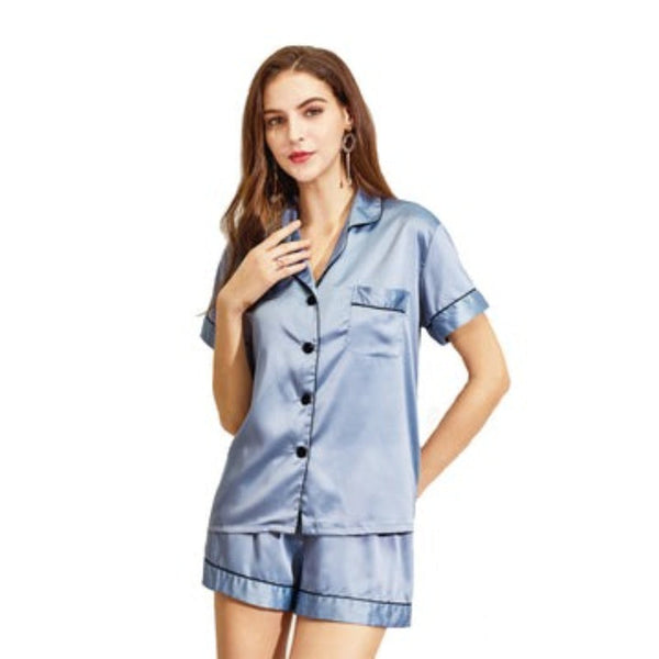 2Pc Satin Short Women Pajamas Set Small Sleepwear & Robes