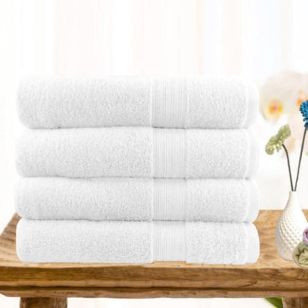 4 Piece Ultra Light Cotton Bath Towels In White Towels & Washcloths