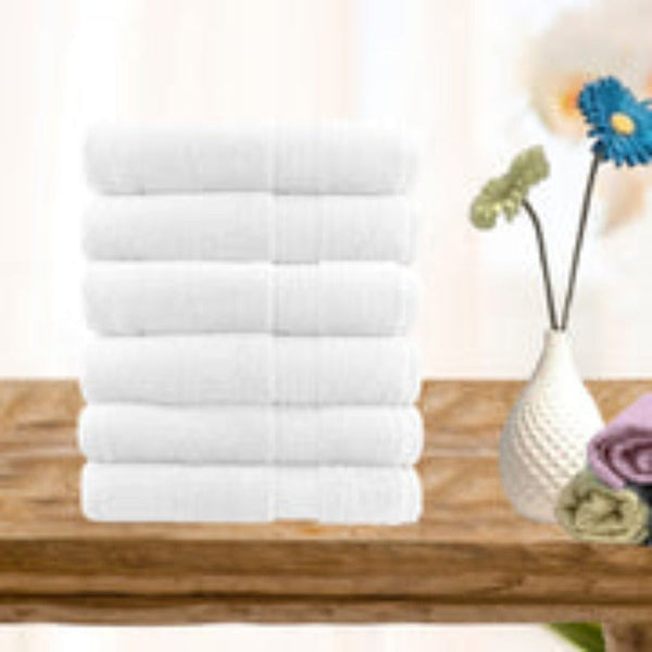 6 Piece Ultra Light Cotton Hand Towel Set In White Towels & Washcloths