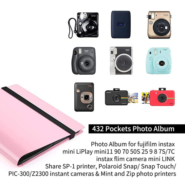 Lifebea 432 Pockets Photo Album For Fujifilm Instax Mini Camera, Polaroid Snap Pic-300 Z2300 Instant 2X3 Book 11 9 Evo 90 70 40 8 Liplay (Purple)