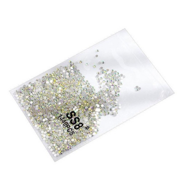 1440Pcs Glitter Rhinestones Crystal Flat Clear Bottom Glass Nail Art Drill Coloured Ss10 2D Nail Art Design