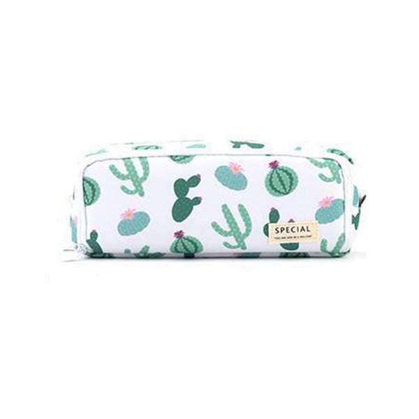 Zipper Pencil Case Large Capacity Storage Bag School Stationery Makeup Organizer Cactus Pencil Cases