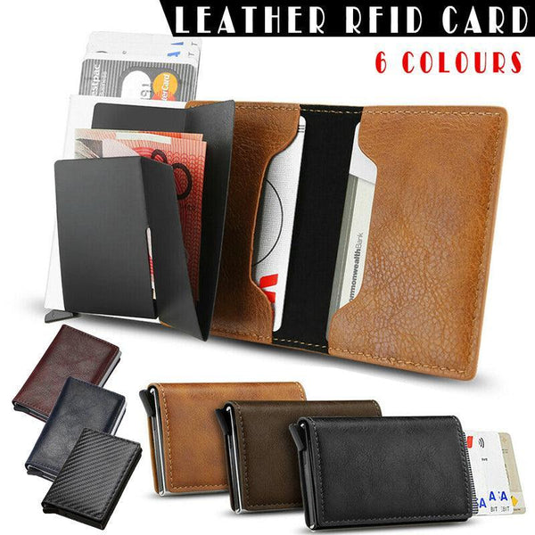 Rfid Blocking Leather Card Wallet With Money Clip For Men Credit Holder Dark Red Wallets