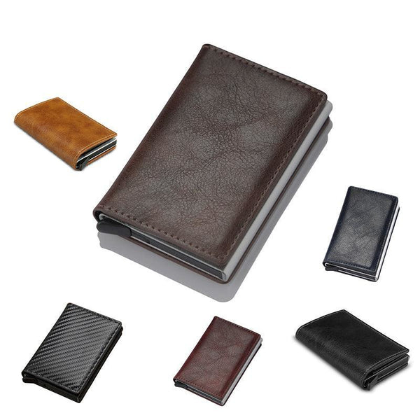Rfid Blocking Leather Card Wallet With Money Clip For Men Credit Holder Dark Red Wallets