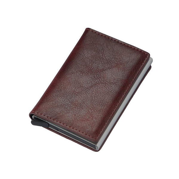 Rfid Blocking Leather Card Wallet With Money Clip For Men Credit Holder Dark Red Wallets