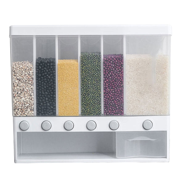 Wall Mounted Automatic Rice Dispenser Sealed Grain Plastic Storage Tank White Food Storage Containers
