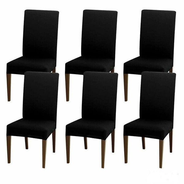 6X Stretch Chair Cover Seat Covers Spandex Washable Banquet Wedding Party Decora Black Slipcovers