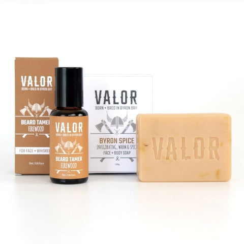 Valor Tame Duo Beard Tamer Firewood + Peppermint & Hemp Workers Soap Body Soaps