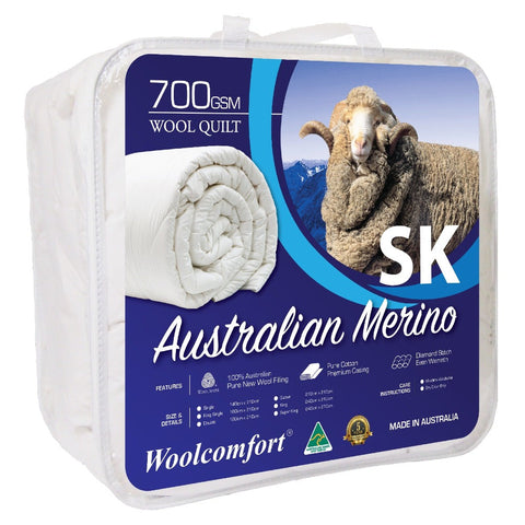 Woolcomfort Aus Made Merino Quilt 700Gsm 270X240cm Super King Size Quilt Covers