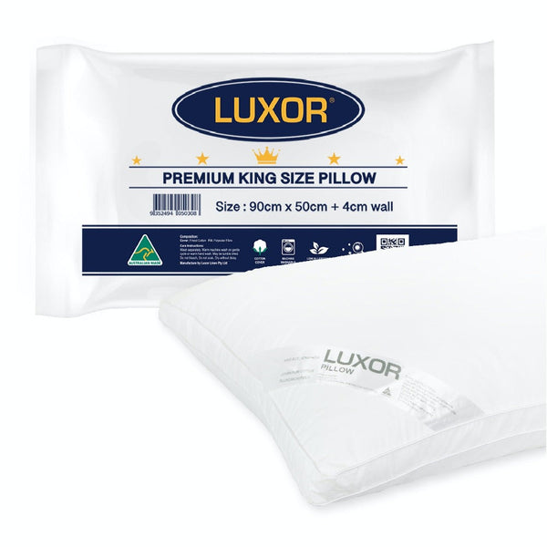 Luxor Australian Made Hotel King Size Pillow With 4Cm Wall Pillows
