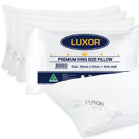 Luxor Australian Made Hotel King Size Pillow With 4Cm Wall Pillows
