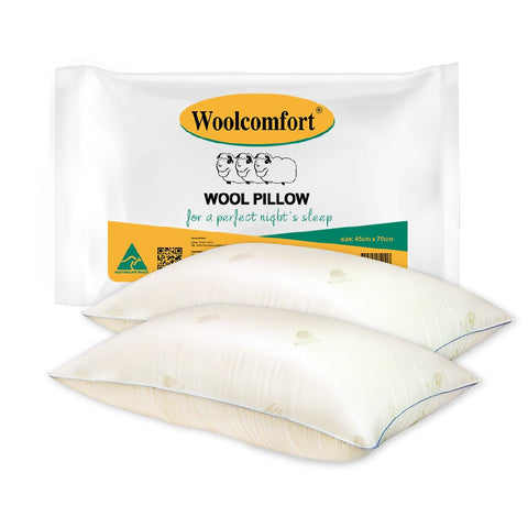 Woolcomfort Aus Made Natural Health Pillow Twin Pack