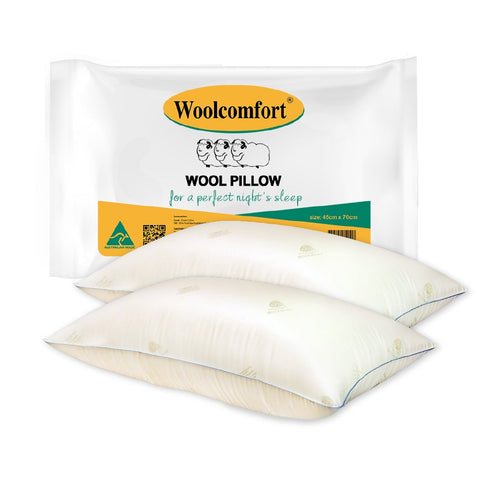 Woolcomfort Aus Made Natural Health Pillow Twin Pack Pillow Cases