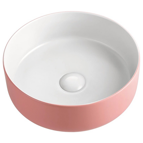 Blushtaps 2021 Matte Pink Outside Round 360 Mm Dia Top Counter Basin Porcelain Sink Bathroom Sinks