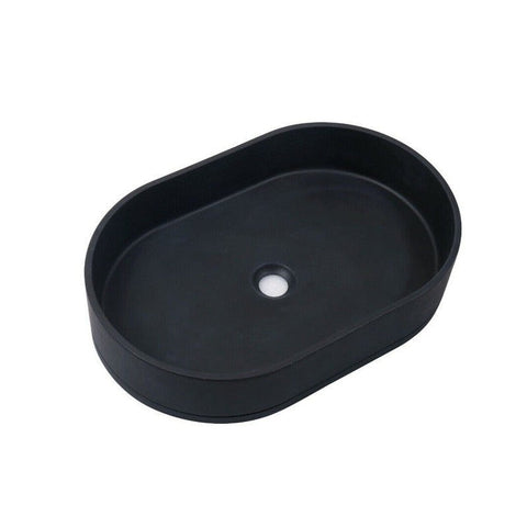 Mito Ultra Modern Concrete Cement Wash Basin Counter Top Matte Black Oval Bathroom Sinks