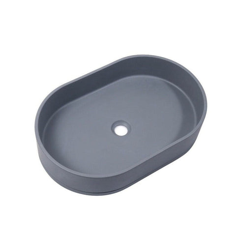 Mito Ultra Modern Concrete Cement Wash Basin Counter Top Matte Dark Gray Oval Bathroom Sinks