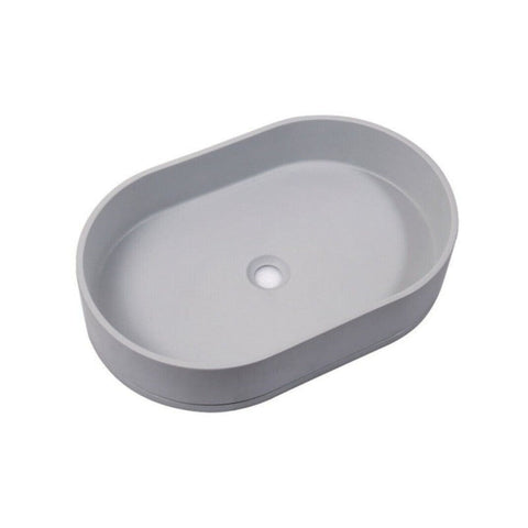Mito Ultra Modern Concrete Cement Wash Basin Counter Top Matte Light Gray Oval Bathroom Sinks