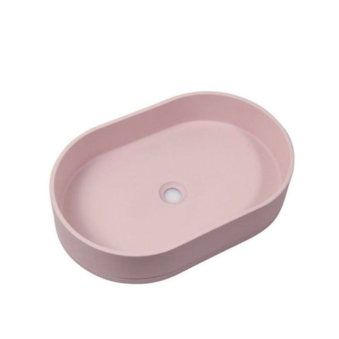 Ultra Modern Concrete Cement Wash Basin Counter Top Matte Pink Oval