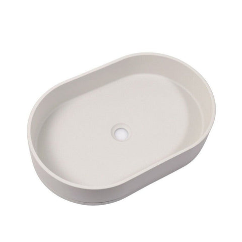 Mito Ultra Modern Concrete Cement Wash Basin Counter Top Matte White Oval Bathroom Sinks