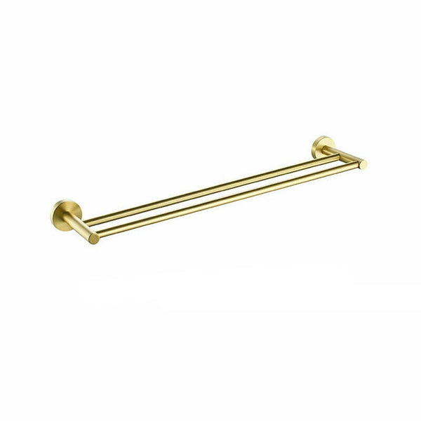 Blushtaps Luxurious Brushed Gold Stainless Steel 304 Towel Rack Rail Double Bar 600Mm Towel Racks