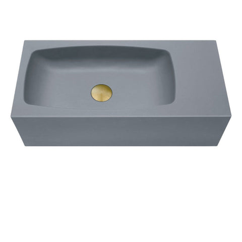 New Concrete Cement Wash Basin Counter Top Matte Dark Grey Wall Hung Curved