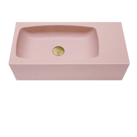 Mito New Concrete Cement Wash Basin Counter Top Matte Pink Wall Hung Curved Bathroom Sinks