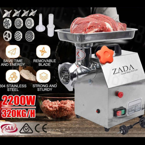Blushtaps 1.63Hp Commercial Meat Mincer Electric Grinder & Sausage Maker Filler 1200W Sausage Stuffers