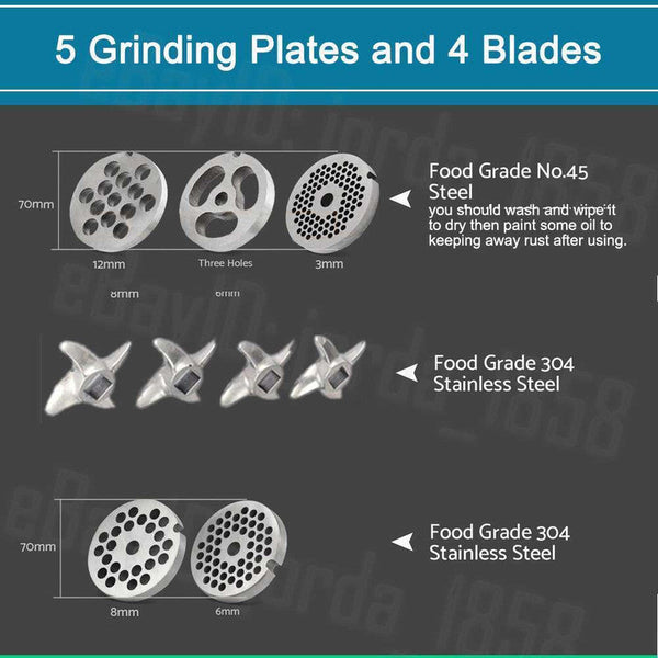 Blushtaps 1.63Hp Commercial Meat Mincer Electric Grinder & Sausage Maker Filler 1200W Sausage Stuffers