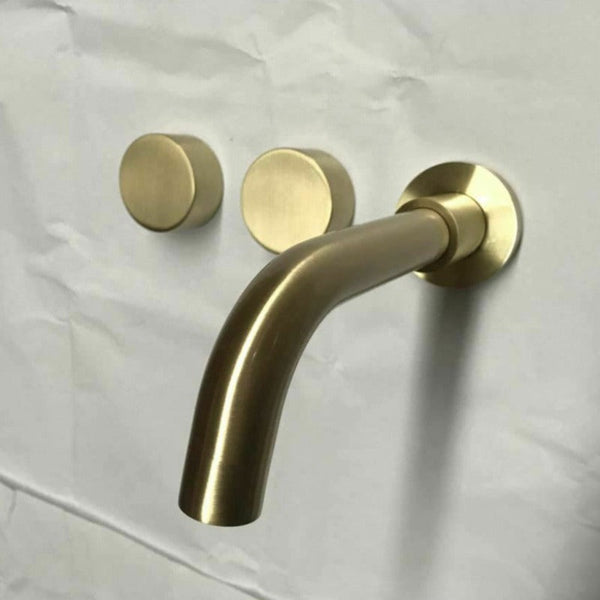 Blushtaps 2021 New Burnished Gold Brushed Brass Mixer Watermark Wels Round Taps Wall Faucet Basin Bath Taps