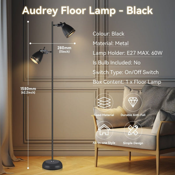 Lumi Rouge Audrey Floor Lamp Black Floor Lamps