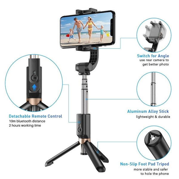 Multifunctional Mobile Phone Gimbal Stabilizer With Live Video And Selfie Stick Selfie Sticks