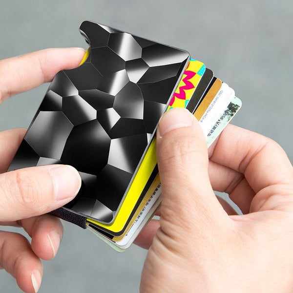 Anti Magnetic Metal Card Holder For Multiple Cards Large Diamond Pattern Business Card Holders