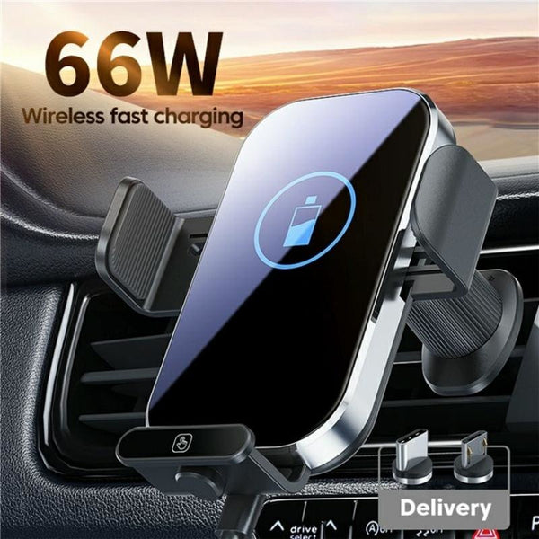 Intelligent Induction Wireless Car Charger 66W High Power Silver Chargers & Cradles
