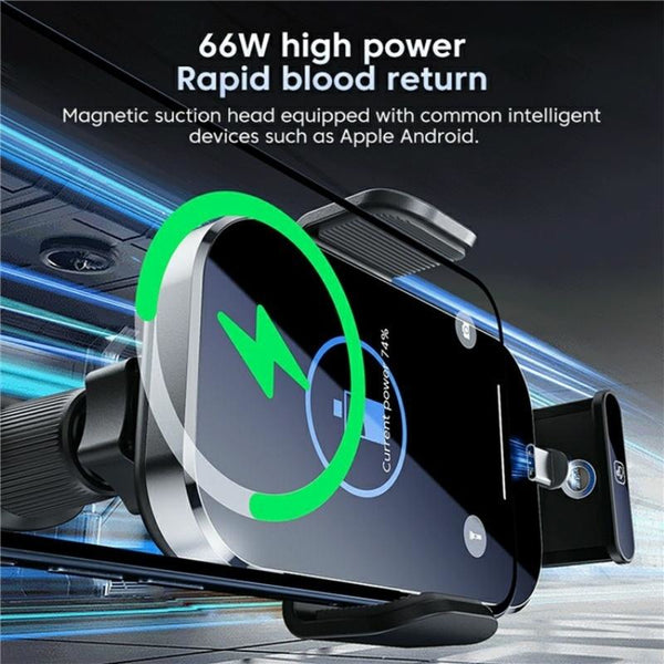 Intelligent Induction Wireless Car Charger 66W High Power Silver Chargers & Cradles