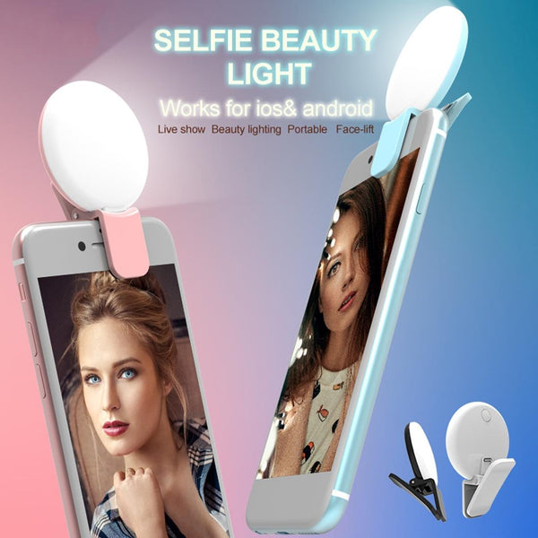 Mini Beauty Light For Smartphones 3 Brightness Levels 9 Led Warm / White Iphone Galaxy Huawei Xiaomi Lg Htc_Black Selfie Lights