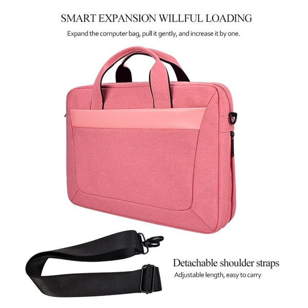 Expandable Laptop Bag Waterproof Oxford Cloth Detachable Shoulder Strap Pink Laptop Cases & Bags