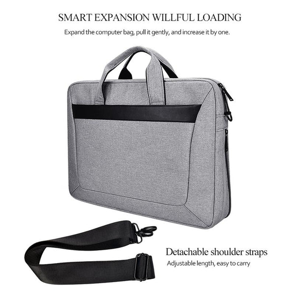 Expandable Laptop Bag Waterproof Oxford Cloth Detachable Shoulder Strap Grey Laptop Cases & Bags