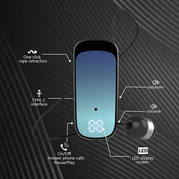 K65 Wireless Business Retractable Cable Blue Earbuds