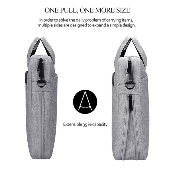 Expandable Laptop Bag Waterproof Oxford Cloth Detachable Shoulder Strap Grey Laptop Cases & Bags