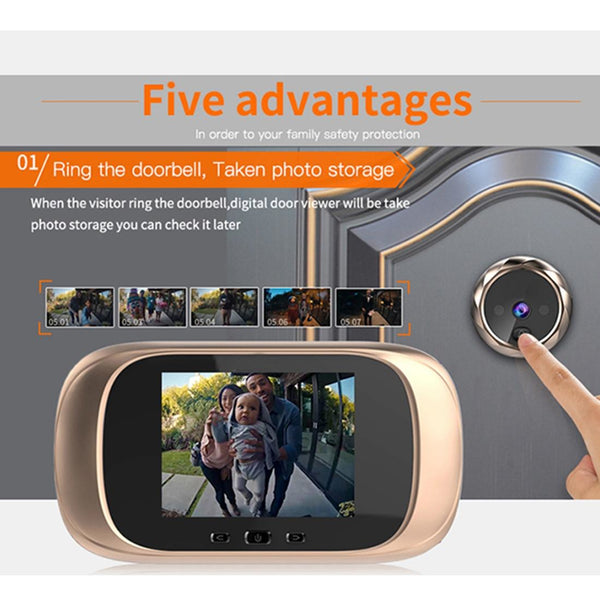 2.8 Lcd Screen Cat Eye Doorbell With Night Vision Silver Smart Doorbells